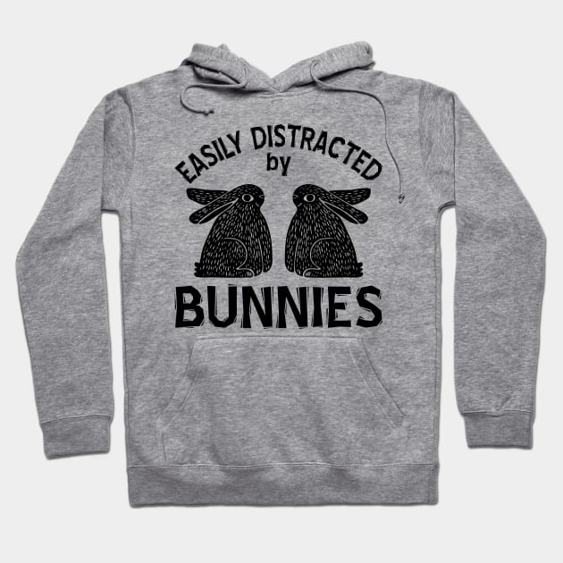 Easily distracted by bunnies - Black Hoodie by Geeks With Sundries